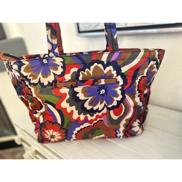 Vera Bradley Hathaway Tote Bag Nylon Large Bassanova Bold Vibrant Carried Once! - Picture 3 of 12